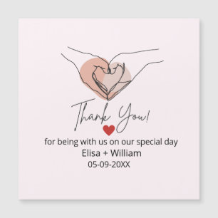 Minimalistische Hand Heart Gesture Wedding Guest G Magnetkarte
