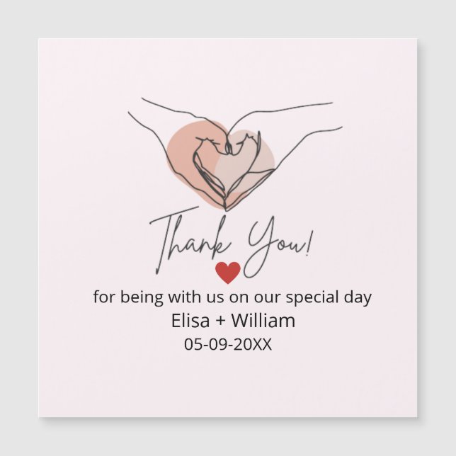Minimalistische Hand Heart Gesture Wedding Guest G Magnetkarte (Vorderseite)