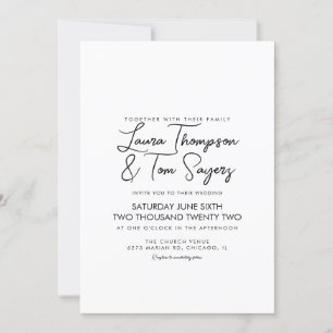 Minimalistische Hand Letting Script Black Wedding Einladung