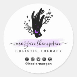 Minimalistische Hand Moon Metaphysische Massage Re Runder Aufkleber
