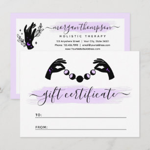 Minimalistische Hand Moon Reiki Geschenkgutschein- Einladung
