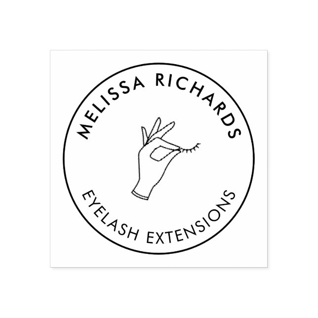 Minimalistische Hand- und Lashes Circle Logo Gummistempel (Prägung)