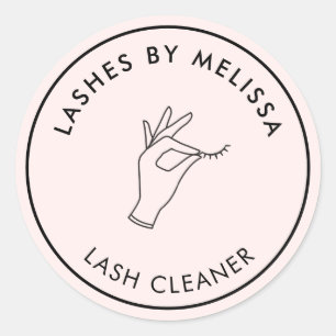 Minimalistische Hand und Lashes Circle Logo Rosa Runder Aufkleber