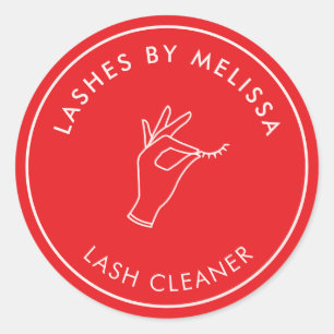 Minimalistische Hand und Lashes Circle Logo Rot/Ro Runder Aufkleber