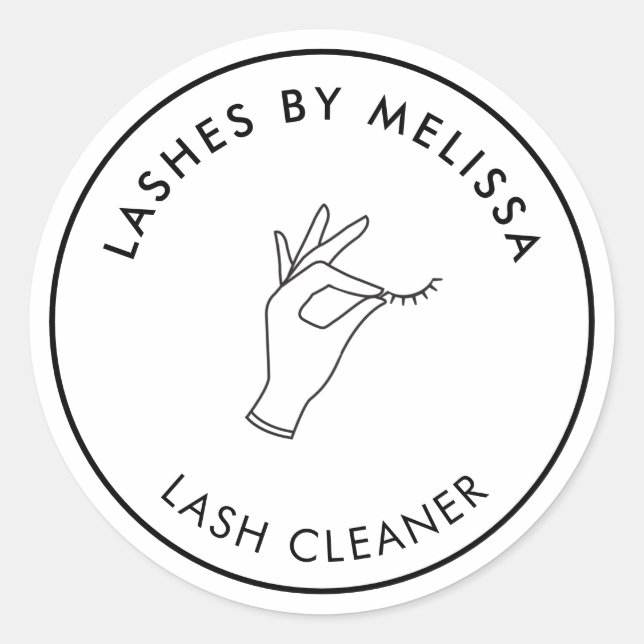 Minimalistische Hand und Lashes Circle Logo Runder Aufkleber (Vorderseite)