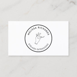 Minimalistische Hand und Lashes Circle Logo Visitenkarte