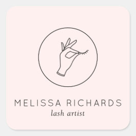 Minimalistische Hand und Lashes Logo-Makeup-Künstl Quadratischer Aufkleber