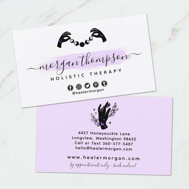 Minimalistische Hände & Mondphasen metaphysisches  Visitenkarte (Von Creator hochgeladen)