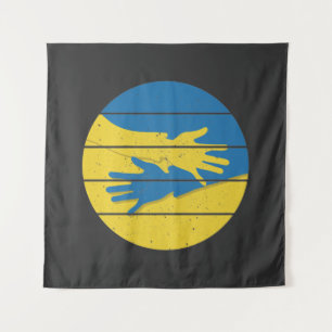 Minimalistische Hände unterstützen die Ukraine, Re Wandteppich