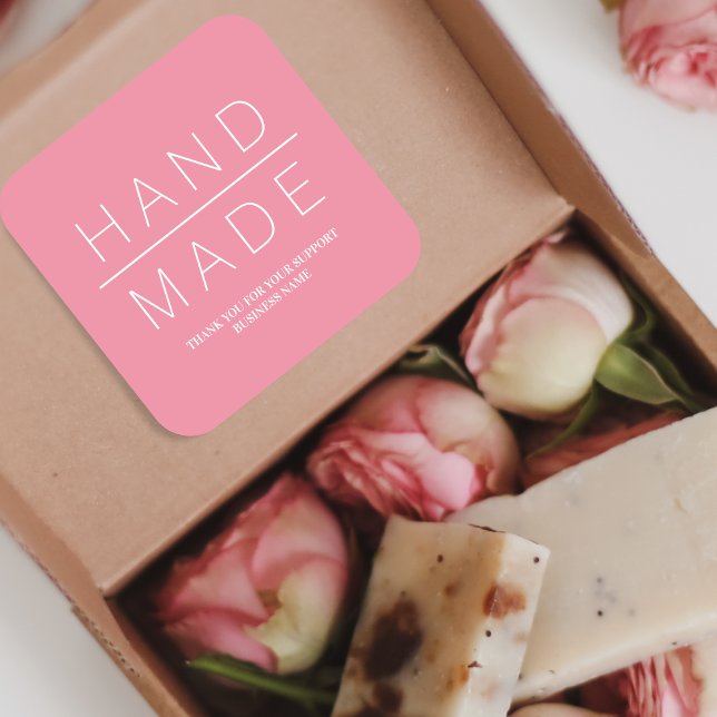 Minimalistische, handgefertigte Unternehmensunters Quadratischer Aufkleber (Von Creator hochgeladen)