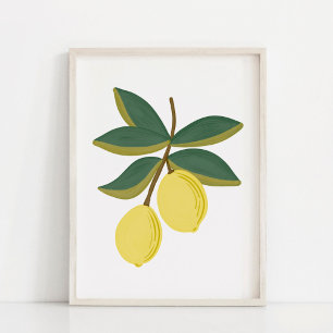 Minimalistische handgemalte Gouache Lemon Branch A Poster