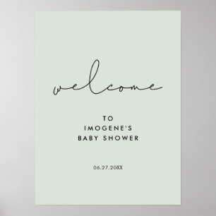 Minimalistische, handgeschriebene Babydusche Begrü Poster