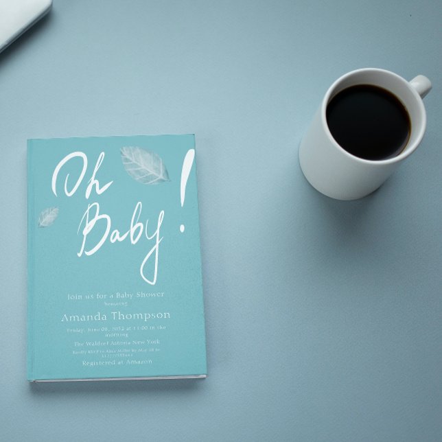 Minimalistische handgeschriebene Blue Boy Baby Dus Einladung (Von Creator hochgeladen)