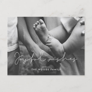 Minimalistische handgeschriebene Freude wünscht Fo Postkarte