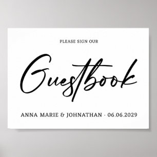 Minimalistische handgeschriebene Gästebuch-Hochzei Poster