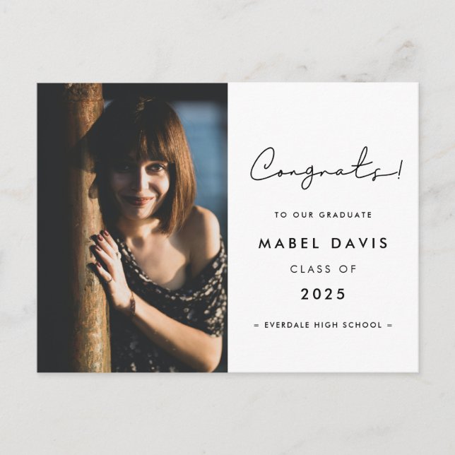 Minimalistische handgeschriebene Glückwünsche Foto Postkarte (Vorderseite)