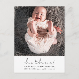 Minimalistische handgeschriebene Hallo da ist das Postkarte