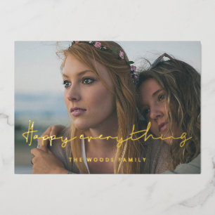 Minimalistische handgeschriebene Happy Everything  Folien Feiertagskarte