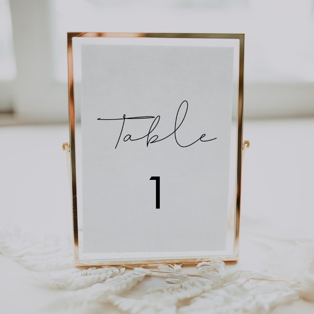 Minimalistische handgeschriebene Hochzeit Tischnummer (Von Creator hochgeladen)