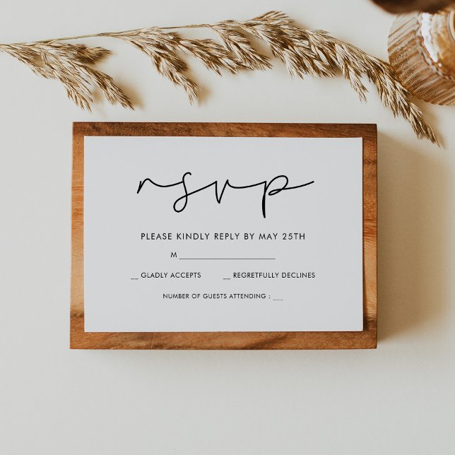 Minimalistische handgeschriebene Hochzeitskarte RSVP Karte (Minimalist handwritten wedding RSVP card)