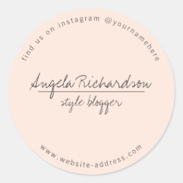 Minimalistische handgeschriebene Peach Runder Aufkleber