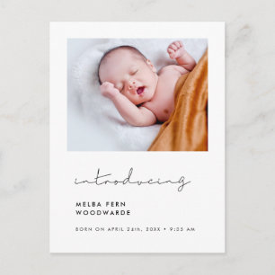 Minimalistische handgeschriebene Vorstellung des n Postkarte