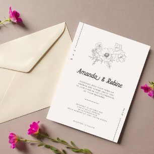 Minimalistische handGezeichnet Blumenzelleneinladu Einladung