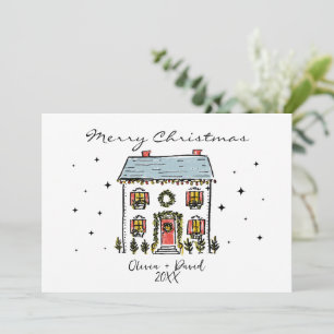 Minimalistische handGezeichnet Doodles Frohe Weihn Feiertagskarte