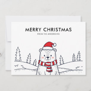 Minimalistische handGezeichnet Polarbärweihnachtsz Feiertagskarte