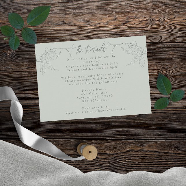 Minimalistische, handgezeichnet Reben weiße Farbe Begleitkarte (Von Creator hochgeladen)