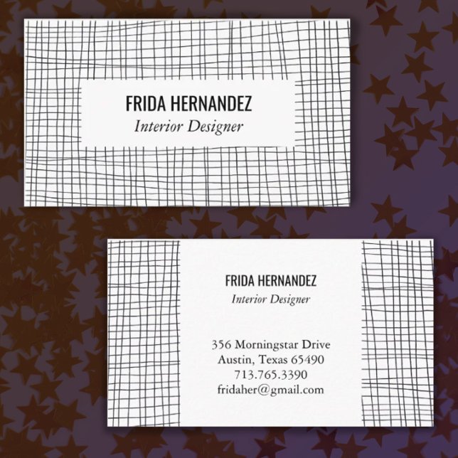 Minimalistische handgezeichnet Stripes Grid Lines  Visitenkarte (Von Creator hochgeladen)