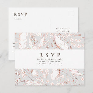 Minimalistische handgezeichnet Wildblumen Hochzeit Postkarte