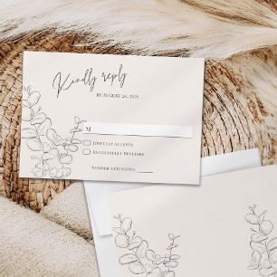 Minimalistische handgezeichnete Eukalyptus-Blätter RSVP Karte