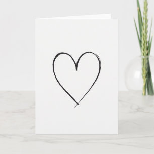 Minimalistische handgezeichnete Herz-Liebeskarte Karte