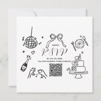 Minimalistische handgezeichnete Hochzeits-RSVP-Kar Einladung