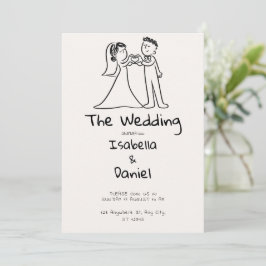 Minimalistische handgezeichnete Hochzeitsskizze Einladung
