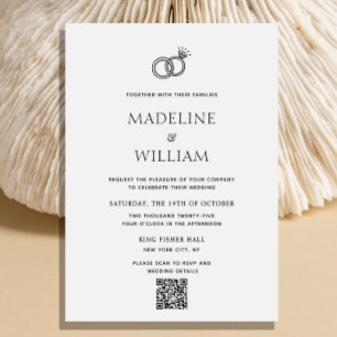 Minimalistische handgezeichnete Rings QR Code Hoch Einladung