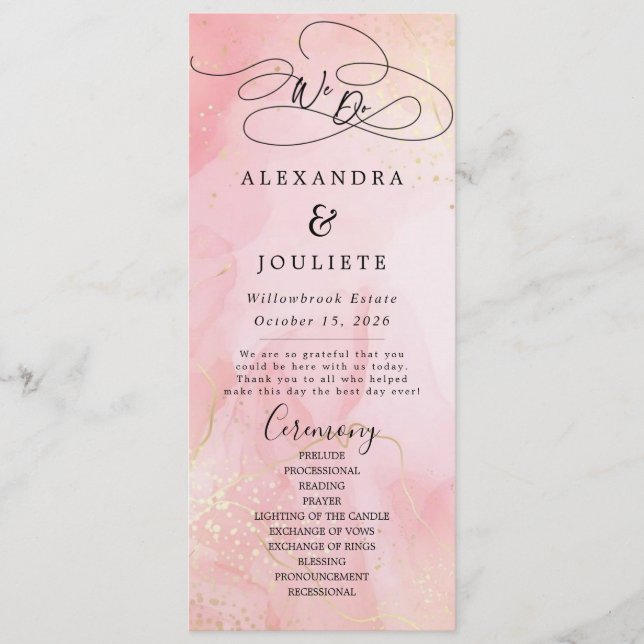 Minimalistische Handschrift, einfach moderne Hochz Programm (Vorderseite)