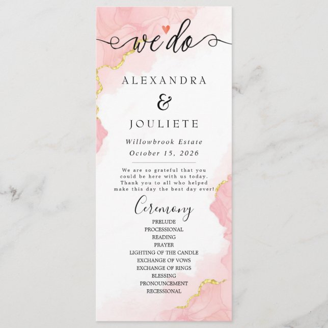 Minimalistische Handschrift, einfach moderne Hochz Programm (Vorderseite)