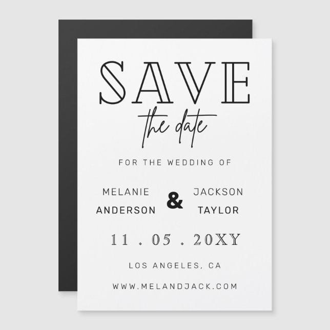 Minimalistische Handschrift Save the Date Magneteinladung (Vorne/Hinten)