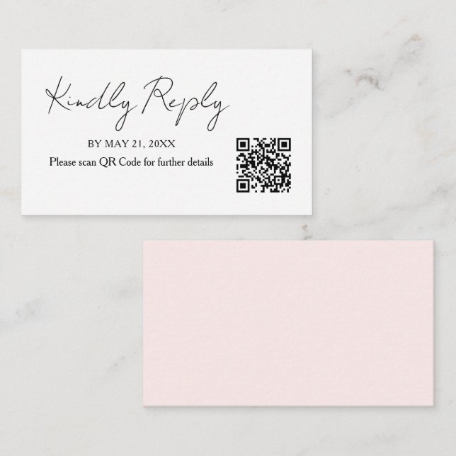 Minimalistische Handwriting-QR-Code-RSVP-Karte Begleitkarte (Vorne/Hinten)