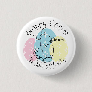 Minimalistische Hasen-Linienkunst-Oster-Eier Frühl Button