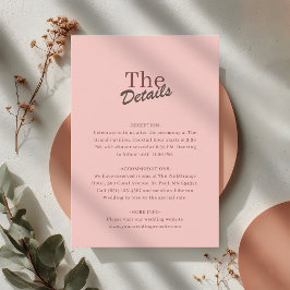 Minimalistische Hauchrosa Retro-Hochzeitsdetails Begleitkarte