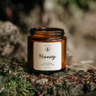 Minimalistische hausgemachte lokale Bio Honey Jar  Quadratischer Aufkleber