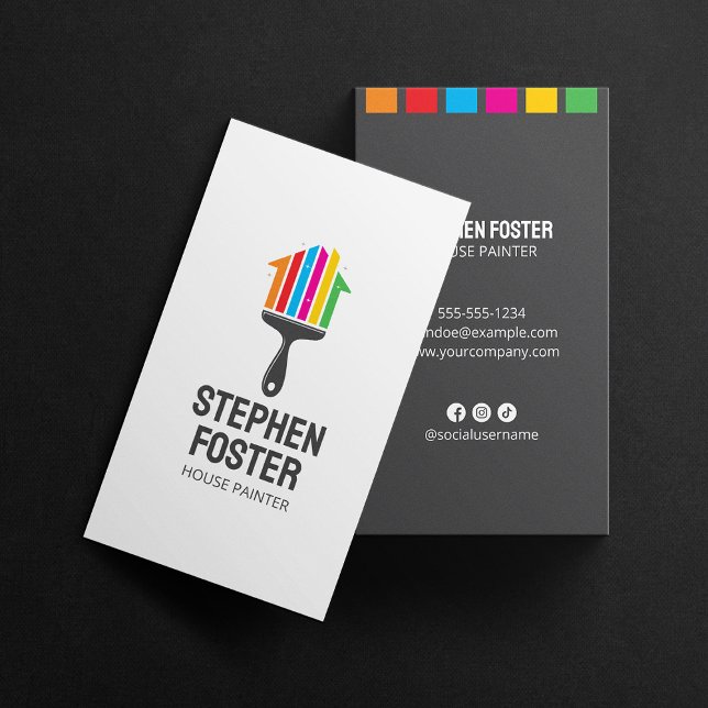 Minimalistische Hausmalerei farbenfrohe Pinsel Visitenkarte (Von Creator hochgeladen)