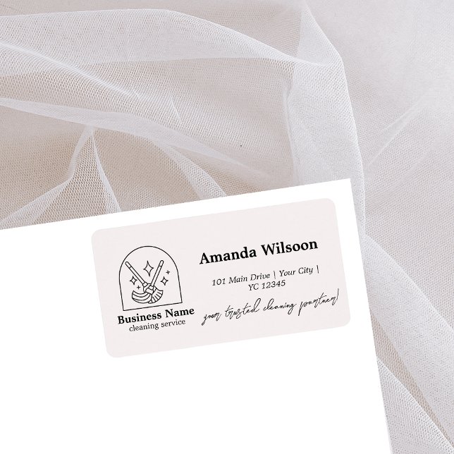 Minimalistische Hausreinigung Zuhause-Services Log Adressaufkleber (Von Creator hochgeladen)
