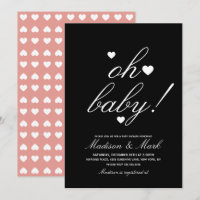 Minimalistische Hearts White Black Baby Dusche