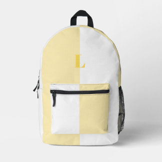 Minimalistische hellgelbe und weiße maßgeschneider bedruckter rucksack