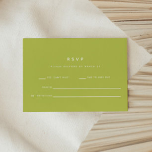 Minimalistische hellgrüne Hochzeit RSVP Karte
