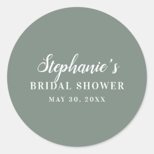 Minimalistische Hellgrüne und Weiße Babyshower für Runder Aufkleber